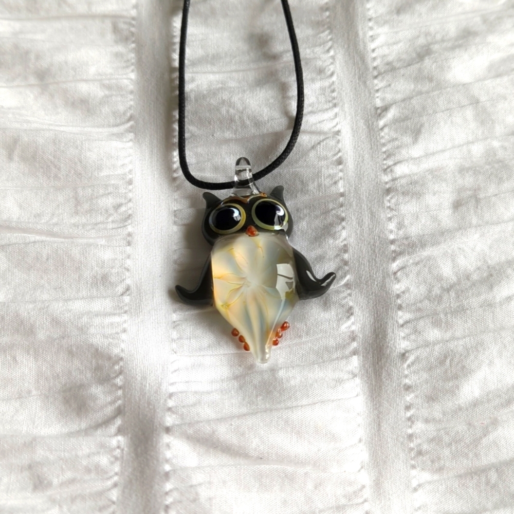 Crystal owl pendant on cord